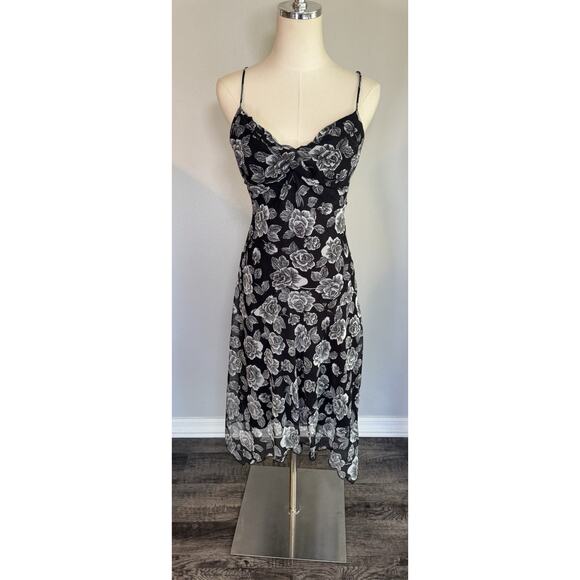 Vintage y2k Hourglass Asymmetric Hem Dress BDarlin Sm Rose Fairy Flowy Whimsical - Picture 1 of 15